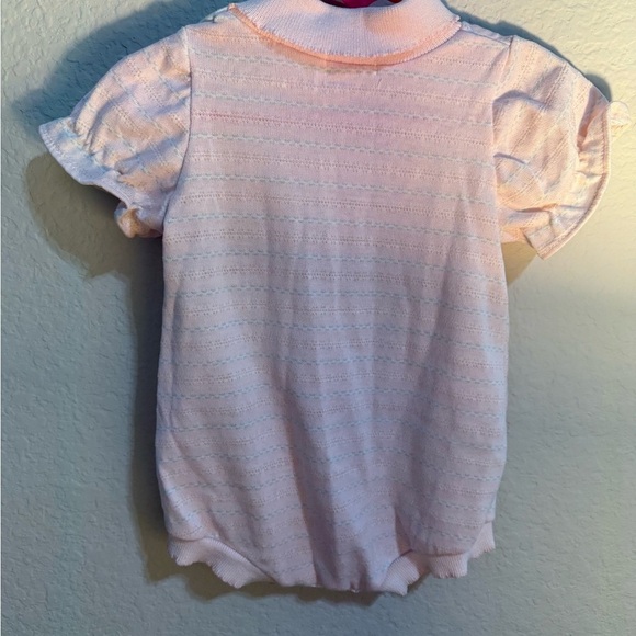 Vintage Healthtex Romper Baby Size 12 Months Baby Girl Pink Blue Hearts - Picture 3 of 4